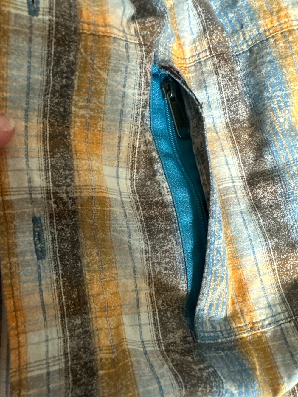 Columbia Short-Sleeve Plaid Button-Down Shirt — Blue and orange - Picture 3 of 7